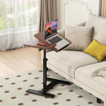 K&otilde;rvallaud V&auml;ike puidust kohvilaud: Kohvilaud C-kujuline k&otilde;rgusreguleeritav diivanilaud ratastega laud 360&deg; p&ouml;&ouml;rlev mobiilne seisev laud elutuppa voodi diivanile kontorisse (p&auml;hkelpuu + Flip)