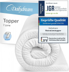Dailydream madratsipealne 140 x 200 cm Comfort Foam 6 cm High Edition 7-Zones, mudel L/XL Hard Certified & Ergonomic ebamugavale madratsile ja k&uuml;lalisvoodi madratsipealsele 140 x 200 cm
