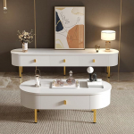 Merax TV-Schrank und Couchtisch-Set, Wei&szlig;, 174x35x41cm + 108x50x40cm, Montage erforderlich
