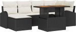 7-teiliges Garten Sofa Set mit Kissen Schwarz Poly Rattan Gartenlounge Model3358343