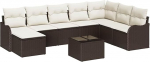 8-teiliges Garten Sofa Set mit Kissen Grau Poly Rattan, 2-Sitzer Garten Sofa mit Kissen Braun Poly Rattan Gartenlounge Model3345828