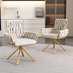 Merax Sametist p&ouml;&ouml;rlevad s&ouml;&ouml;gitoa toolid, komplekt 2, polsterdatud k&ouml;&ouml;gitoolid k&auml;etugedega, metallist tugijalgadega vaba aja p&ouml;&ouml;rlev tool, s&ouml;&ouml;gituppa, elutuppa, kontorisse, beeži v&auml;rvi