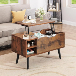 YITAHOME kohvilaud t&otilde;stukiga ja varjatud kambriga, reguleeritav riiul, vedru t&otilde;stuk, kohvilaud koos hoiuruumiga elutuppa, 80 x 40 x 61,5 cm, Vintage Brown
