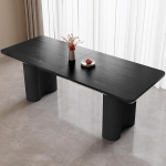 200,6 cm ristk&uuml;likukujuline must s&ouml;&ouml;gilaud, kaasaegne k&ouml;&ouml;gilaud, mis on tugevate elegantsete lainel&otilde;ikega elutuppa, s&ouml;&ouml;gituppa ja k&ouml;&ouml;ki.