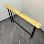 Kitsas konsoollaud, koridorilaud t&auml;ispuidust ja metallist jalgadega, eriti kitsas k&uuml;ljelaud koridori, sissep&auml;&auml;suala, diivani taha, naturaalne puiduv&auml;rv (120 x 20 x 65 cm / 47 x 8 x 65 cm).