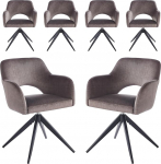 Komplekt 6 s&ouml;&ouml;gitoa tooli, p&ouml;&ouml;ratav t&ouml;&ouml;stuslik, 360&deg; p&ouml;&ouml;rlemisfunktsioon m&auml;luefektiga, automaatne l&auml;htestamine, veluurkate, metallraam, k&ouml;&ouml;gitool s&ouml;&ouml;gituppa, k&ouml;&ouml;ki, kontorisse.