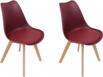 THE HOME DECO FACTORY HD6232 Skandinaavia 2 tooli Pol&uuml;prop&uuml;leenist polsterdatud bordeaux'i puit 46,2 x 52 x 86,4 cm