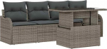 5-teilige Garten Diivan Set mit Kissen Grau Poly Rattan, 2-Sitzer Garten Diivan mit Stauraum & Kissen Grau Poly Rattan Gartenlounge Model3357102