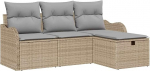 4-teiliges Garten Sofa Set mit Kissen Beige Poly Rattan, 2-Sitzer Garten Sofa mit Stauraum & Kissen Beige Poly Rattan Gartenlounge Model3360281