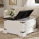 Talumajapidamise kohvilaud koos hoiuruumiga Ruutu keskne laud elutuppa Rustic Hinged Soft Close Puidust Suur peidetud ladustamise kaasaegne metallist nurk Valge must