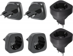 Travel Adaptor &Scaron;veits EL - Saksamaa ja &Scaron;veits pistikupesa adapter, Schuko EL ja J-t&uuml;&uuml;pi adapter Maldiividele, Rwandale, Liechtensteinile, 6 tk (must)