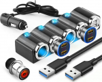 4 Way Car Charger Sigaretis&uuml;&uuml;taja Splitter toiteallikas mitme pistikupesa Dual USB Plug 12V-24V