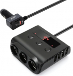 9-in-1 auto sigaretis&uuml;&uuml;taja jaotur 180 W 3 pistikupesa auto pistikupesa jaotur, QC 3.0 t&uuml;&uuml;p C USB autolaadija 5 USB pordiga