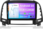 BXLIYER - 6G+128G - Android 14 autoraadio sobib Hyundai Santa FE (2006-2012) - Wireless Carplay/Android Car - kaamera ja mikrofon - IPS 9-tolline 2 Din - sisseehitatud DSP - SWC WiFi 4G DAB Fast-Boot 360 kaamera