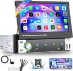 1G + 32G Android 13 autoraadio 1 Din, 7-tolline Flip Out puuteekraaniga Bluetooth autoraadio koos Mirror Link WiFi Sat Nav GPS SWC FM RDS USB + tagurduskaamera + mikrofoniga