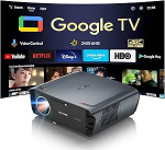 Projektor 4K koos Google TV-ga, 2400 ANSI p&auml;evavalguse projektor 4K kodukino Tof AutoFocus DD+ HDR10+ AI jahutusventilaator Ultra HD LED Smart Projector HDMI ARC WiFi6 Bluetooth Sobib p&auml;evavalguse mobiilile