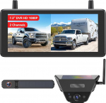 AUTO-VOX Dual Solar tagurduskaamera juhtmevaba fikseeritud ja paindliku kaameraga, 7,2-tolline 1080P HD kahe kanaliga monitor koos salvestusfunktsiooniga, IP69K veekindel, matkaauto, haagise, haagise, haagise jaoks
