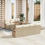Rantry 8-teiliges Garten Sofa Set mit Kissen Beige Poly Rattan, 2-Sitzer Garten Sofa mit Stauraum & Kissen Beige Poly Rattan Gartenlounge Model3358031