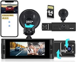WiFi DashCam 64GB SD-kaardiga, Dash Cam auto eesmine traadita G-sensor, autokaamera FHD 1080P integreeritud WLAN / App, Loop salvestamine, liikumise tuvastamine, ekspositsiooni reguleerimine
