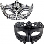 MYSEUNI Masquerade mask paaridele - Rooma kreeka mehe mask ja Veneetsia metallist naiste mask mask maskiballile karneval Halloweeni jaoks