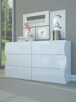 Dmora Tyler Chest of Drawers Weekly 6 Drawers Bedroom Chest of Drawers 100% Made in Italy Gloss White 155 x 40 x 82 cm
