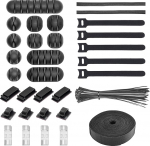 Juhtmete organiseerimiskomplekt - kaablijuhtimine - auklik kaablihoidja, isekleepuv kaabliklambrite hoidja, paigalduskaablite kinnitused, konksuga kaablipaelad, korduvkasutatavad konksuga kaablipaelad, korduvkasutatavad konksuga kaablipaelad