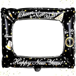2025 Happy New Year Photo Booth Selfie Frame T&auml;ispuhutavad aastavahetuse dekoratsioonid Fototarvikud Must Tervitame uut aastat foolium &otilde;hupallid aastavahetuse peotarbed (53 x 58 cm)