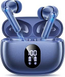 Bluetooth k&otilde;rvaklapid Traadita Bluetooth 2026 k&otilde;rvaklapid 4 ENC m&uuml;rasummutusmikrofoniga, LED-ekraan ja 48 tundi m&auml;nguaega, HiFi Deep Bass juhtmevabad k&otilde;rvaklapid IPX7 veekindlad t&ouml;&ouml;ks Sinine