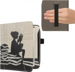 kwmobile Flip Case &uuml;hilduv taskuraamatu Era/Era v&auml;rviga - esiosa k&auml;terihm - naine lugemine must beež