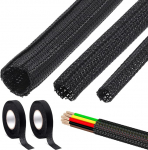 Tanstic 5Pcs 3/4 + 1 / 1 / 2 + 1 / 4-tolline punutud kaablih&uuml;lss koos traatjuhtme juhtme kaitsega, juhtme kaitsja traatjuhtme kaablih&uuml;lss Split Sleeving punutud muhviga arvuti USB audio-videokaabli jaoks