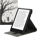kwmobile kaitsekott &uuml;hildub Amazon Kindle Paperwhite'iga (11. Gen - 2021) - E-lugeri &uuml;mbris koos rihmaga - T&uuml;drukud Tree Swing Must Valge