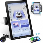 Bluetooth Autoradio 1Din, 10.1 Zoll Wireless Autoradio mit CarPlay und Android Auto, HD Touchscreen Player mit Mirror Link, GPS Navigation, Tagfahrkamera, WLAN & Bluetooth, FM/AM/RDS Radio.