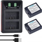 DuraPro 2 Packs CGR-S006e CGA-S006 Battery Batteries + LED Built-in USB Dual Charger for Panasonic CGR-S006A, DMW-BMA7 DMC-FZ50 FZ50 DMC-FZ7 DMC-FZ8 DMC-FZ18 DMC-FZ28 DMC-FZ30 / V-LUX 1