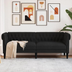 ZEYUAN Chesterfield 372558 Sofa 3-Seater Black Fabric, Lounge Sofa, Sofas & Couches, Relax Sofa, Couch for Living Room