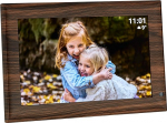 TFA Dostmann digitaalne WLAN-pildiraam koos Frameo rakendusega, 37.1001, 10 tolli, liikumisanduriga, puuteekraaniga, USB ja Micro SD, video ja foto jaoks, puidu v&auml;limus, pruun