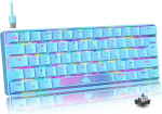 MAGIC-REFINER UK Layout 60% mehaaniline m&auml;nguklaviatuur, sinine l&uuml;liti, 62 klahvi, USB C, RGB taustavalgustuse efektid Rainbow LED valgus, &uuml;hildub arvutiklaviatuuriga Win/Mac - sinine