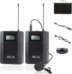 MC8 6-kanaliline UHF traadita Lavalier mikrofon Traadita traadita kaameramikrofon, mis &uuml;hildub DSLR kaameratega Camcorder nutitelefoniga, mida kasutatakse video salvestamiseks Intervjuu Jooga &otilde;petamine