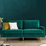 XYEJL Velvet Modern Couch, with Wooden Frame and Metal Feet, Upholstered Sofa Set, Sofa Set, Upholstered Furniture for Living Room, Bedroom, Easy Clean, Emerald