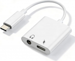 2 in 1 Aux- ja USB C k&otilde;rvaklappide adapter, USB C- ja 3,5 mm klappadapter koos 3,5 mm heli ja 60 W C-t&uuml;&uuml;pi laadimisportiga, USBC- ja Aux-audioadapter, &uuml;hildub iPhone 17/16/15/Galaxy S24/S23/S22/S21-ga.