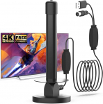 DVB-T2 antenn magnetilise alusega - siseantenn koos signaali v&otilde;imendajaga, 360&deg; vastuv&otilde;tt, toetab 4K ja Full HD, Plug & Play, 5m koaksiaalkaabel.