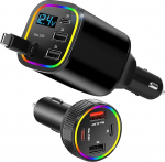 4 in 1 sigaretis&uuml;&uuml;taja USB C autolaadija 85,5 W + 78 W, 4 pordi sisset&otilde;mmatav autolaadija koos kaabliga, 12 V/24 V kiirlaadija autoadapter iPhone Androidile, autolaadija telkimise vidinad reisimiseks