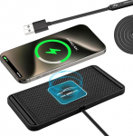 Induktiivne autolaadimisjaam, 10 W libisemisvaba traadita autolaadija, universaalne autolaadija mobiiltelefonidele, k&otilde;rvaklappidele ja seadmetele, mis toetavad traadita laadimist (USB 1 m)