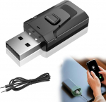 1 x USB Bluetooth 5.0 adapter koos 3,5 mm Auxiga, must Bluetooth saatja telerile, 4 in 1, USB Bluetooth adapter autosaatja, vastuv&otilde;tja, audioadapter, Bluetooth adapter telerile, kodune heli