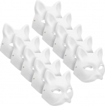 Toyvian Cat Masks for Painting - 10 valge t&uuml;hja maski komplekt, mis on valmistatud paberist Mache koos elastse lindiga DIY loomamaskid lastele t&auml;iskasvanutele karnevali Cosplay jaoks
