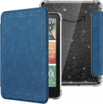 MoKo &uuml;mbris k&otilde;igile uutele 7-tollistele E-lugeritele 12. p&otilde;lvkond 2024/2025, Ultra Clear Soft Flexible Glitter TPU Back Cover Light Shell koos automaatse &auml;ratamise/magamise funktsiooniga, mitte BOOX & Kobo jaoks, Blue Vintage Twill, sinine Vintage Twill