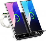 SwanScout juhtmevaba laadija Samsung Galaxy S25 Ultra/S25/S24/Z Flip/Z Fold, topelt induktiivne laadimisjaam iPhone 17/16/15 seeria, laadija Galaxy Watch 8/8 Classic/7/Ultra, SwanScout