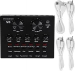 V8S Live Sound Card, Portable Live Broadcast Sound Card Voice Changer Device, Multifunktsionaalne v&auml;line helikaart karaoke mobiiltelefoni arvutisse