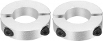 sourcing map Double Split Shank Collar 20mm Bore Two Piece Clamp Collar 40mm OD 10mm Thickness Aluminum Alloy Screw Split Ring Pack of 2