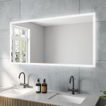 AQUABATOS Echos seeria LED vannitoa peegel suur 140 x 70 cm koos valgustusega Soe valge 3000 K Neutraalne valge 4500 K Jahe valge 6400 K Puudutusanduriga timmitav seinal&uuml;liti H&auml;marusvastane udukogumisvastane peeglik&uuml;te