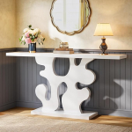 Tribesigns kaasaegne konsoollaud, esikusse, 140 cm kitsas pikk puidust diivanilaud diivani taha elutuppa, koridori, fuajeesse, valge